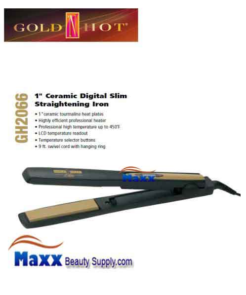 Gold N Hot #GH2066 Ceramic Digital Slim Straightening Flat Iron - 1"